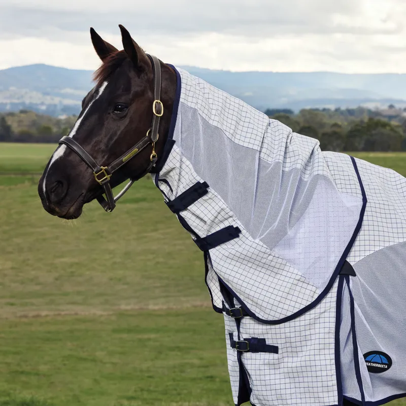 WeatherBeeta ComFiTec Airstream Combo Neck Fly Rug - White/Navy-6