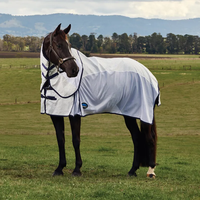WeatherBeeta ComFiTec Airstream Combo Neck Fly Rug - White/Navy-1