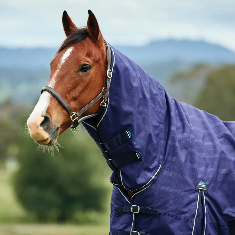 WeatherBeeta ComFiTec Prelim 100g Combo Turnout Rug - Navy Plaid-6