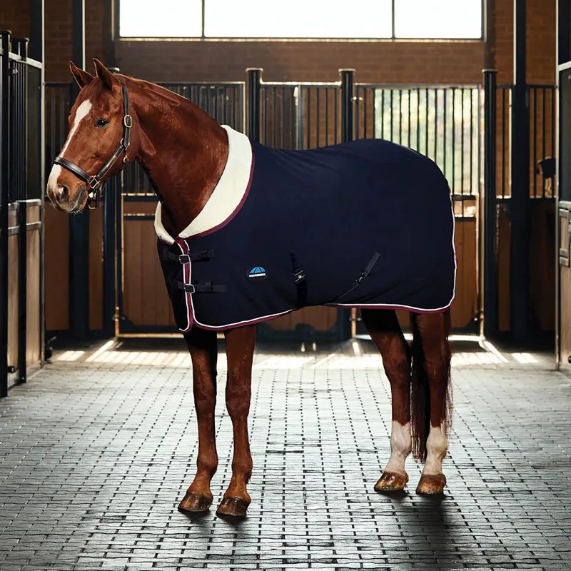 WeatherBeeta Elite Fleece Cooler Rug - Navy/Burgundy