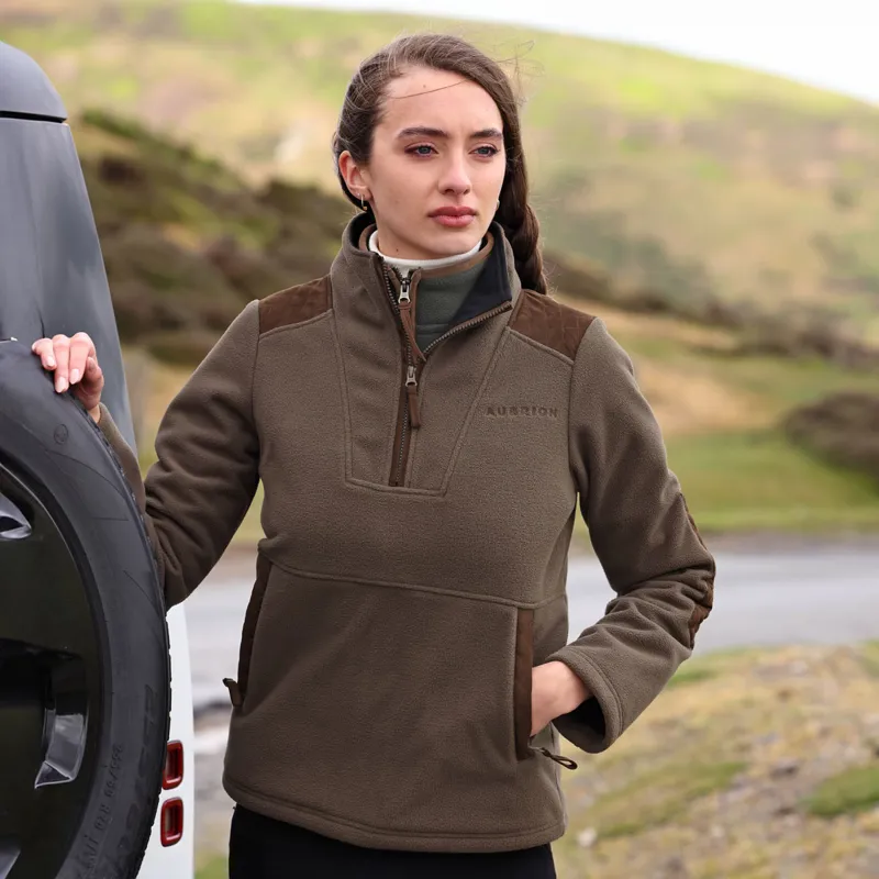 Aubrion Heritage Unisex Quarter Zip Fleece - Dark Olive-1