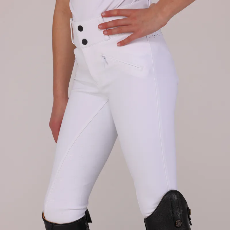 Aubrion Optima GX Young Rider Full Grip Competition Breeches - White-2