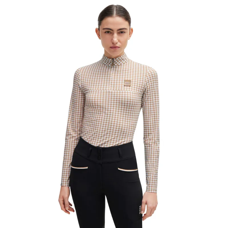 BOSS Equestrian Rachel Ladies Training Shirt - Houndstooth Camel