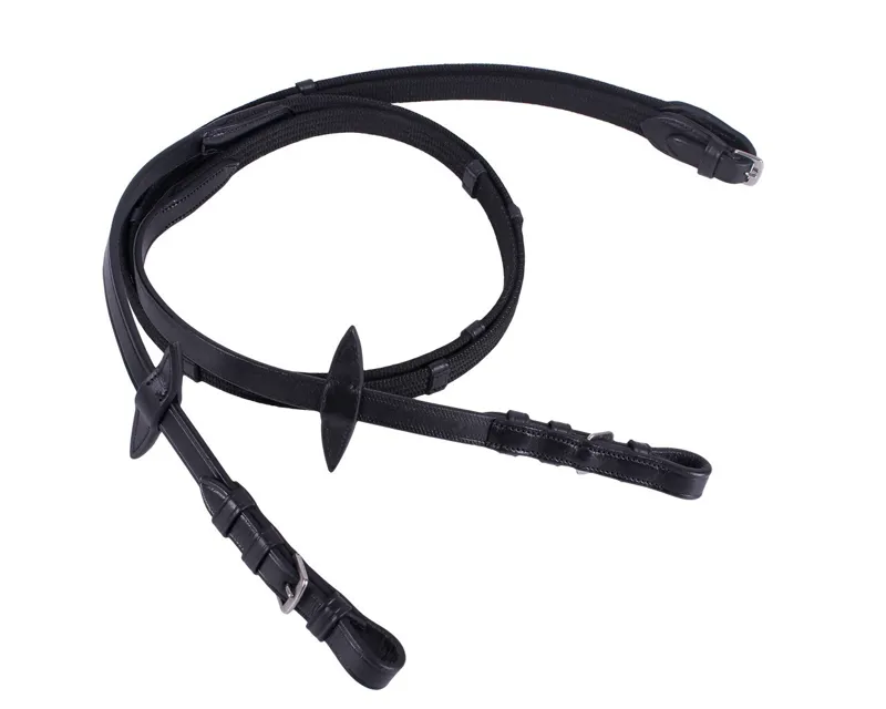QHP Bixie Bridle with Reins - Black and Pink-5