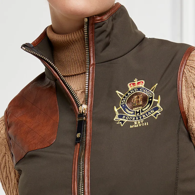 Holland Cooper Country Classic Ladies Fleece Gilet - Khaki-2