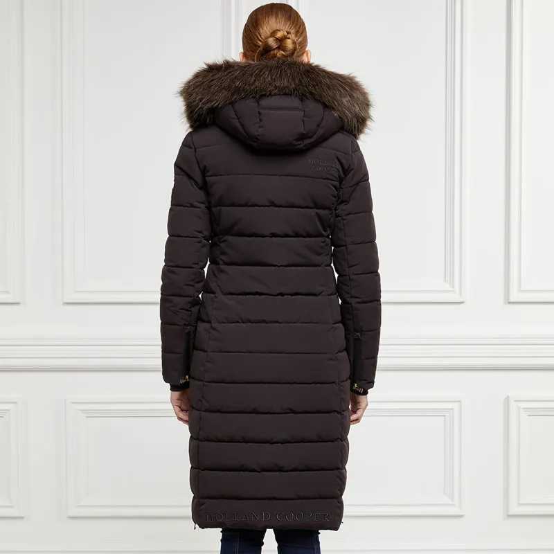 Holland Cooper Finsworth Ladies Long Quilted Jacket - Chocolate-1