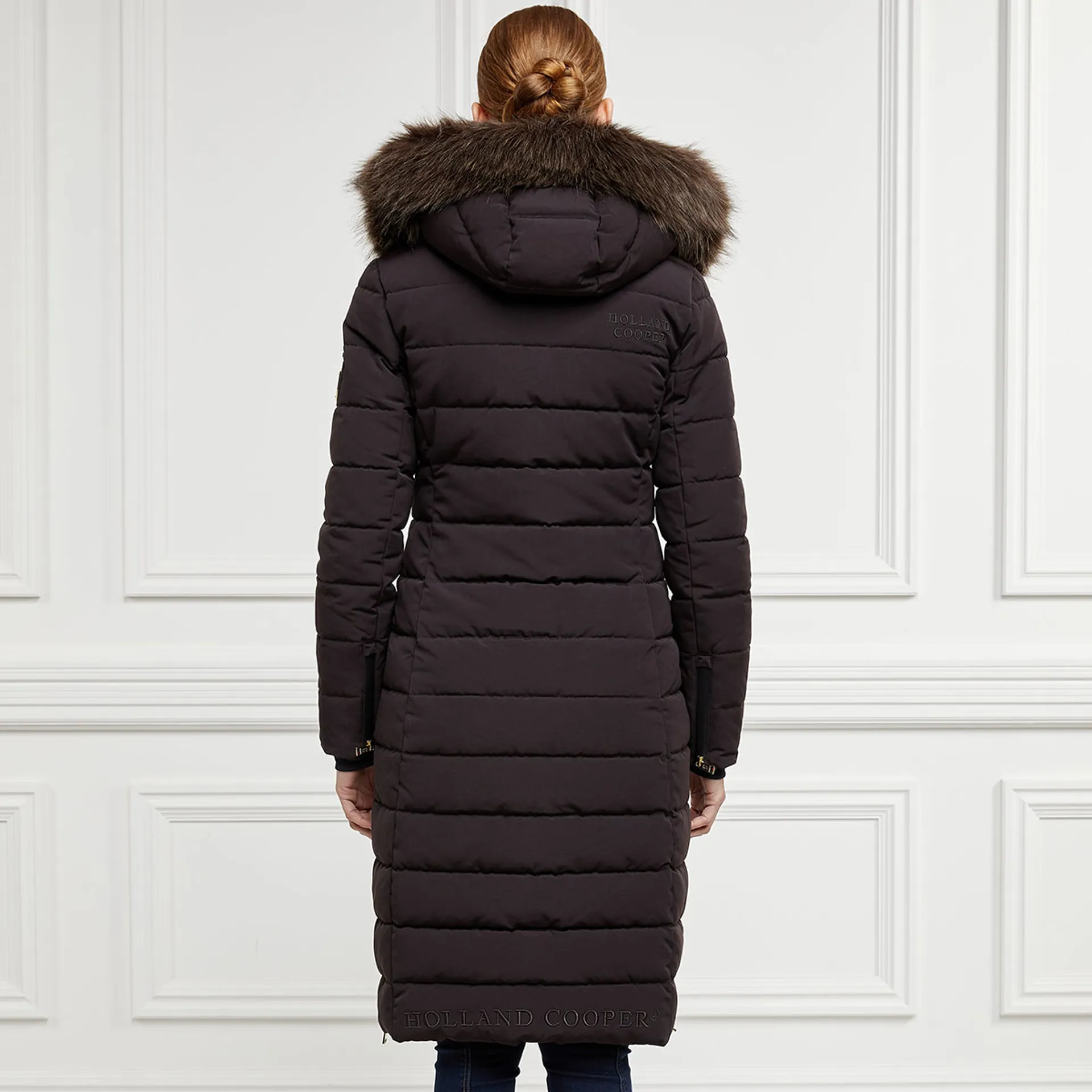 Holland Cooper Finsworth Ladies Long Quilted Jacket Chocolate