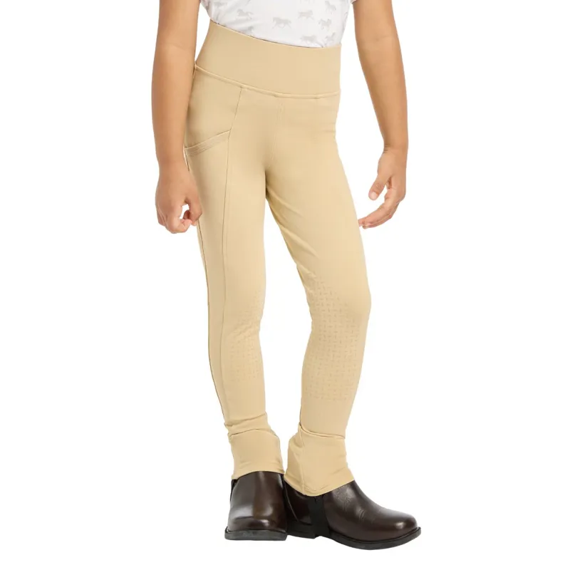LeMieux Mini Pull On Full Grip Junior Riding Tights - Beige-1