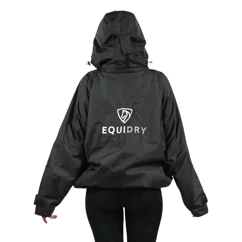 EQUIDRY Shortie Thin Fleece Lined Adults Waterproof Jacket - Black-6