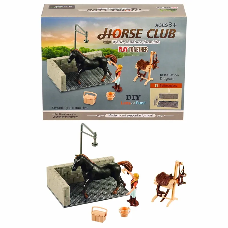 Platinum Horse Wash Scene Toy Play Set - Black