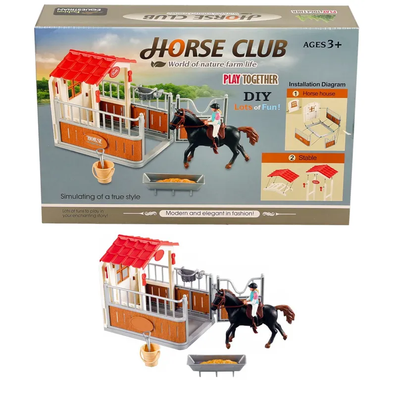 Platinum Horse Stall Scene Toy Set - Black