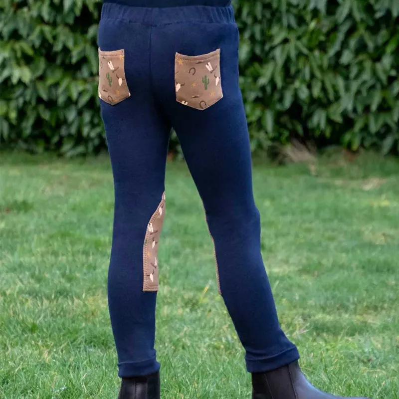 Hy Equestrian Cowboy Tots Junior Jodhpurs - Navy/Beige-1