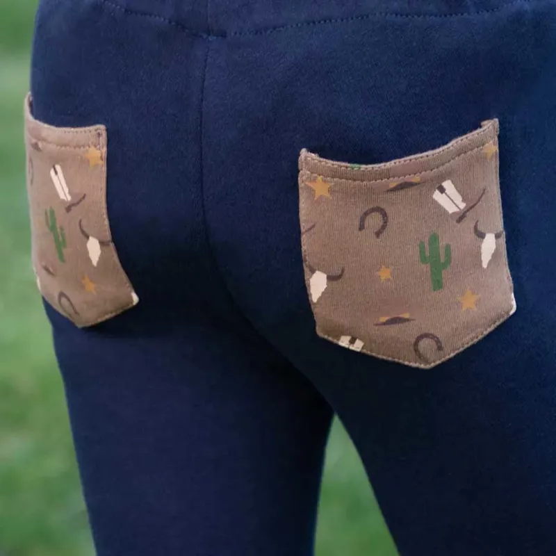 Hy Equestrian Cowboy Tots Junior Jodhpurs - Navy/Beige-3