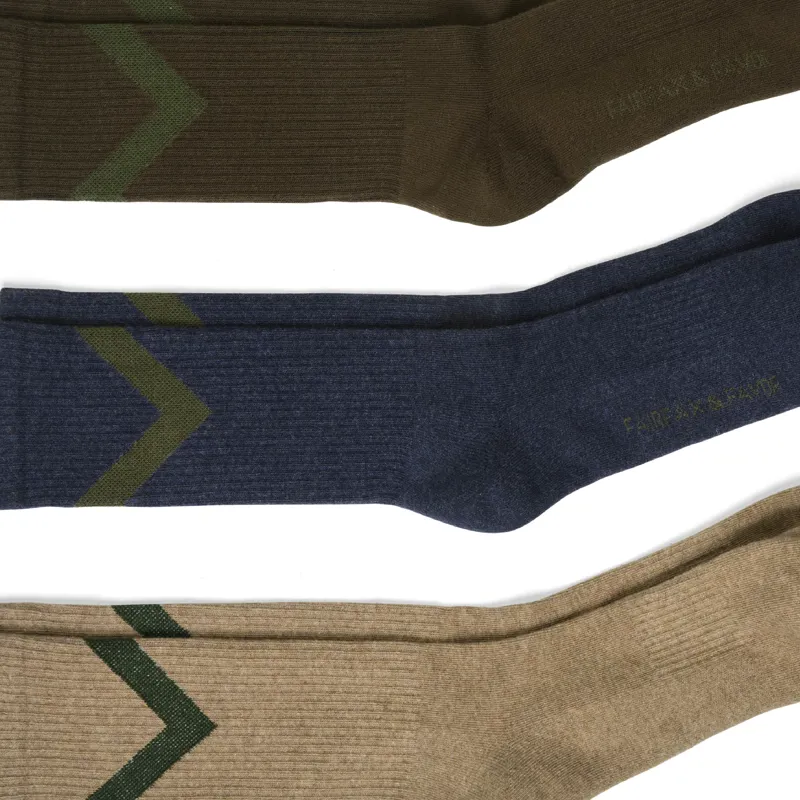 Fairfax and Favor Chevron Mens Socks 3 Pack - Sand/Khaki Brown/Blue-2