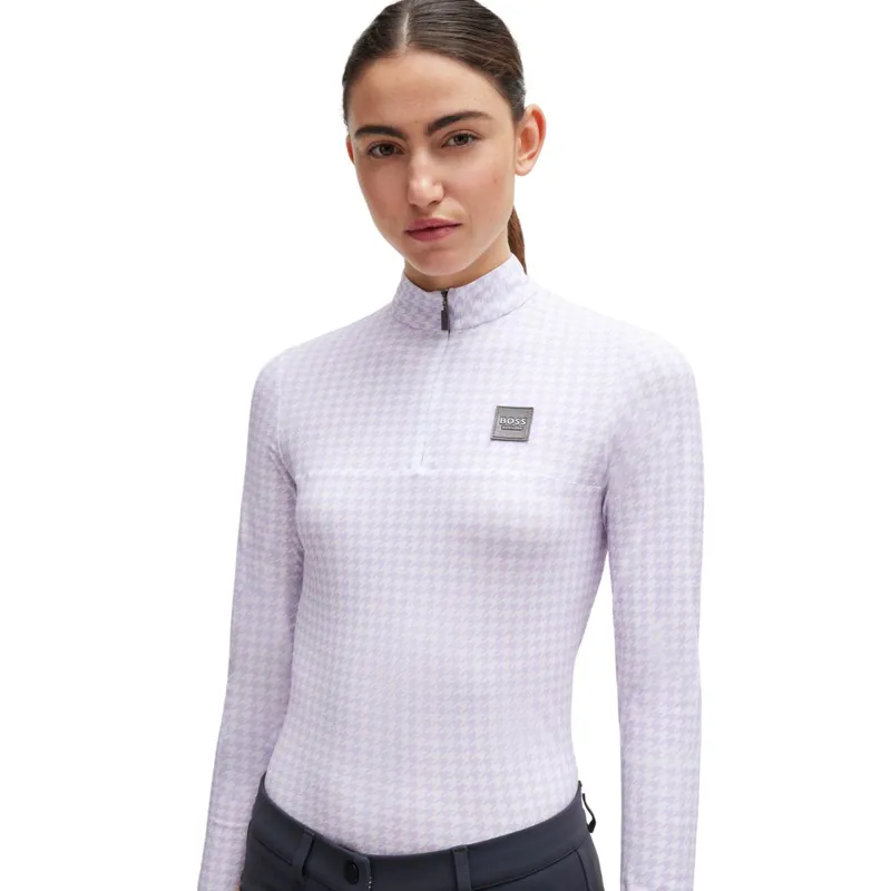 BOSS Equestrian Rachel Ladies Training Shirt - Houndstooth Chalk Violet-3