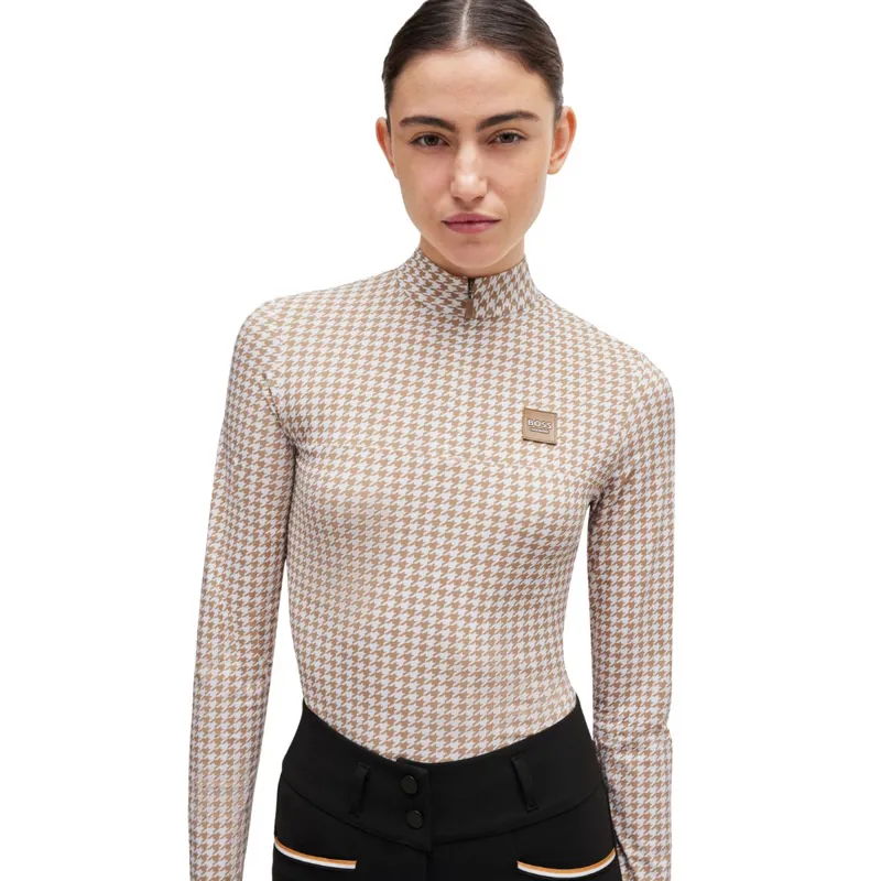 BOSS Equestrian Rachel Ladies Training Shirt - Houndstooth Camel-2