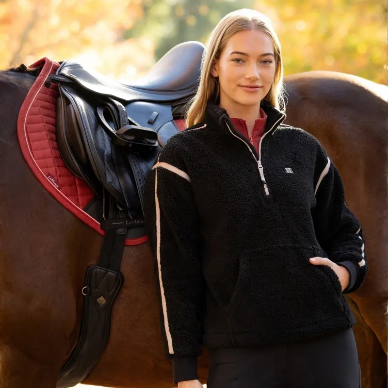 LeMieux Avery Womens 1/4 Zip Teddy Fleece - Black Pre-Order-4