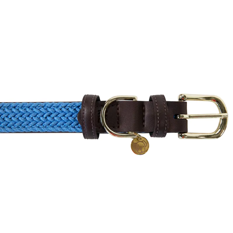 Kentucky Plaited Nylon Dog Collar - Light Blue-2