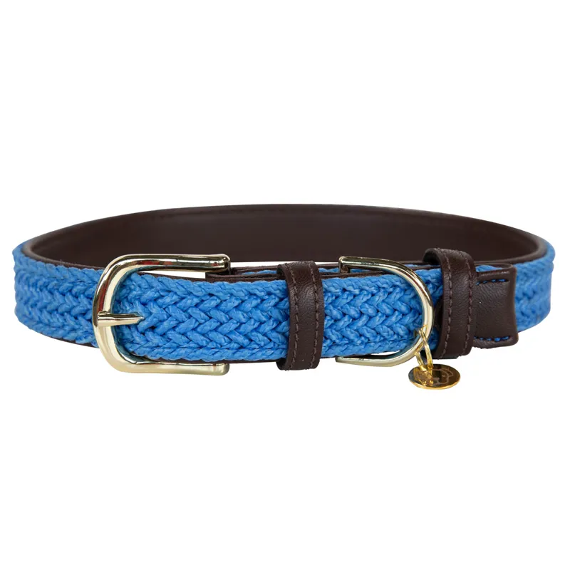 Kentucky Plaited Nylon Dog Collar - Light Blue-1