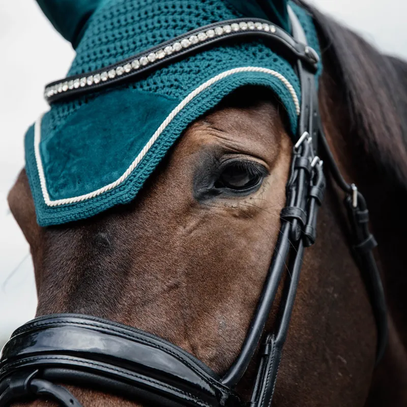 Kentucky Wellington Velvet Fly Veil - Emerald-1