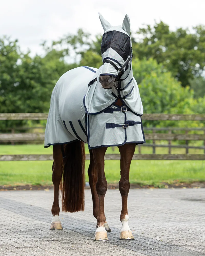 QHP Anti-Fly Rug with Detachable Neck and Mask - Grey-9