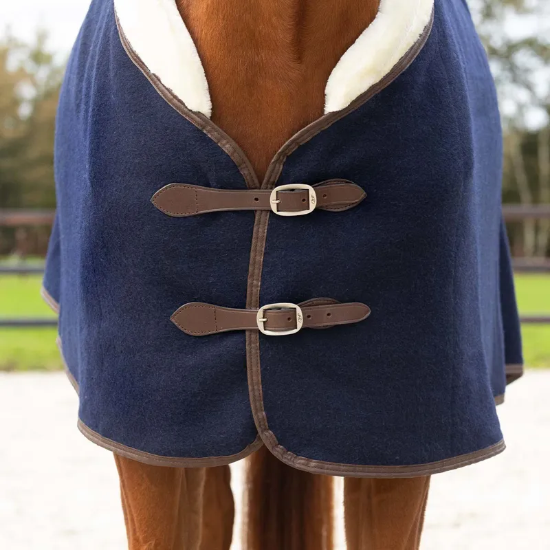 QHP Deluxe Wool Rug - Navy-1