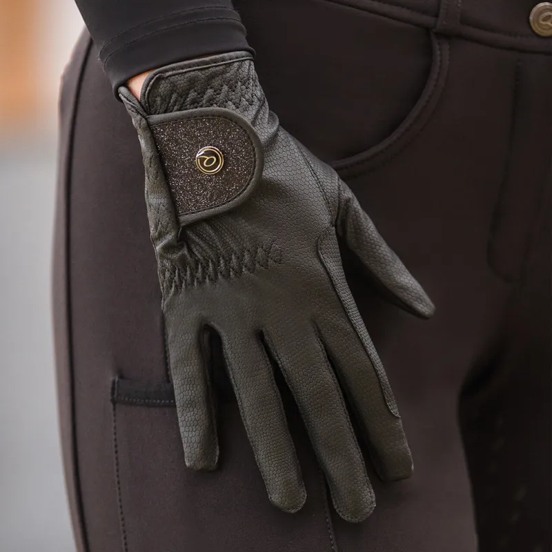 QHP Glitz Ladies Riding Gloves - Black-1