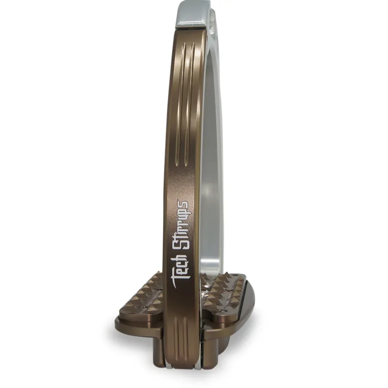 Tech Venice Evo Safety Stirrups - Silver/Brown-1
