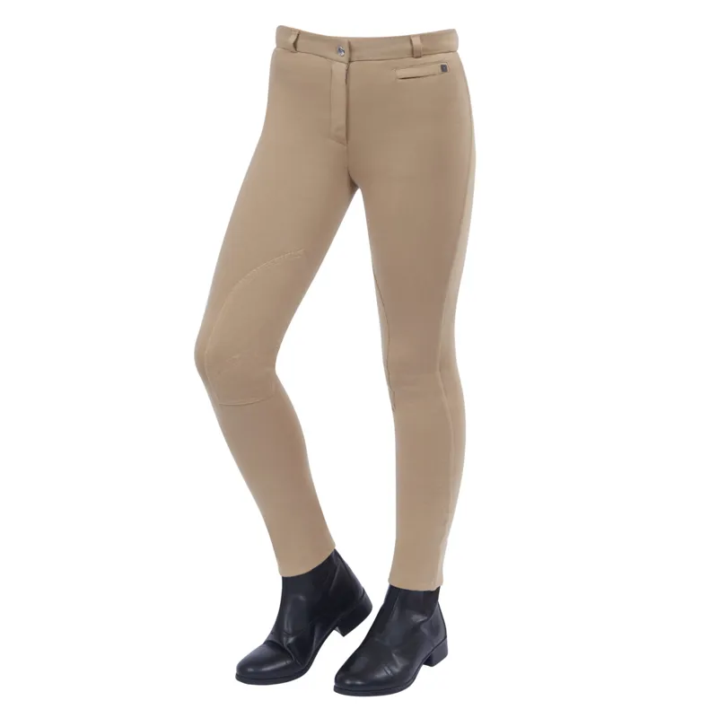 Dublin Supa-Fit Zip Up Knee Patch Childrens Jodhpurs - Beige