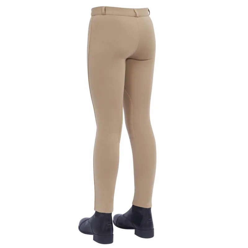 Dublin Supa-Fit Zip Up Knee Patch Childrens Jodhpurs - Beige-1