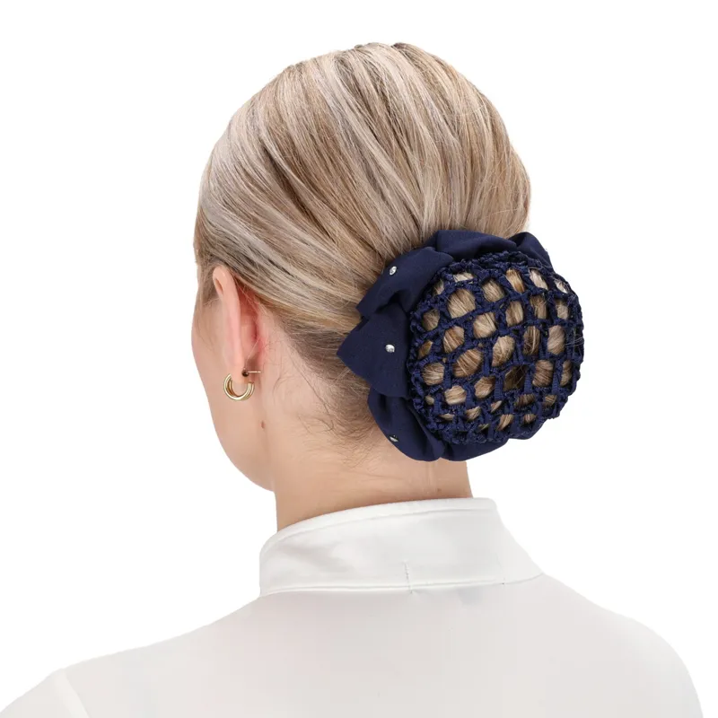 QHP Flower Hair Bow - Navy-1