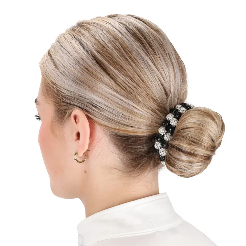 QHP Gloss Hair Scrunchie - White/Black-1