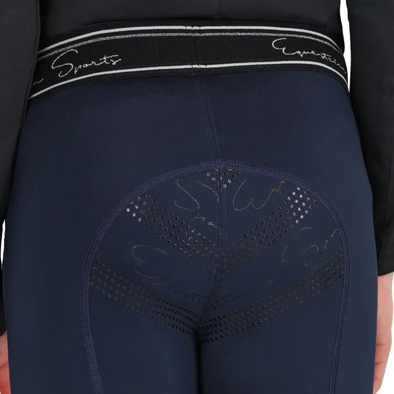 QHP Eden Junior Full Grip Riding Tights - Navy-4