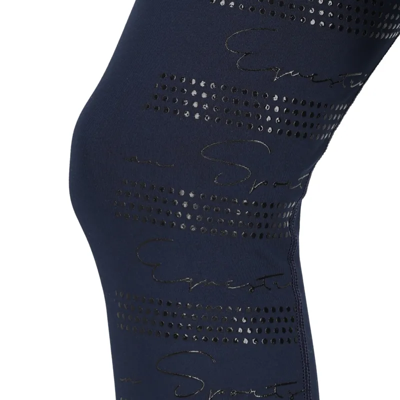 QHP Eden Junior Full Grip Riding Tights - Navy-5
