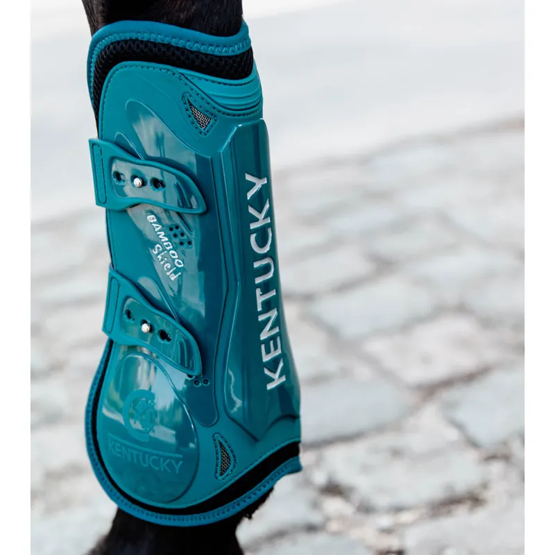 Kentucky Bamboo Shield Tendon Boots with Elastic Straps - Emerald-4