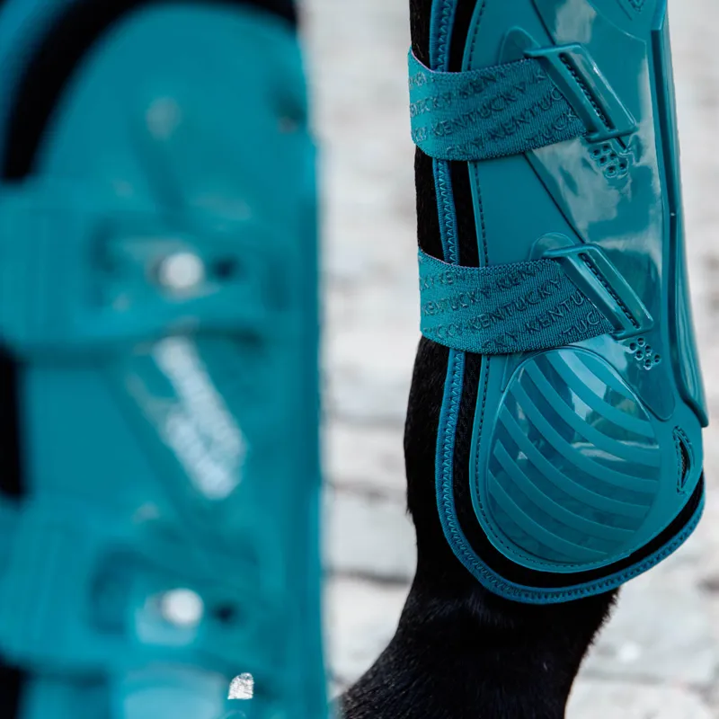 Kentucky Bamboo Shield Tendon Boots with Elastic Straps - Emerald-6