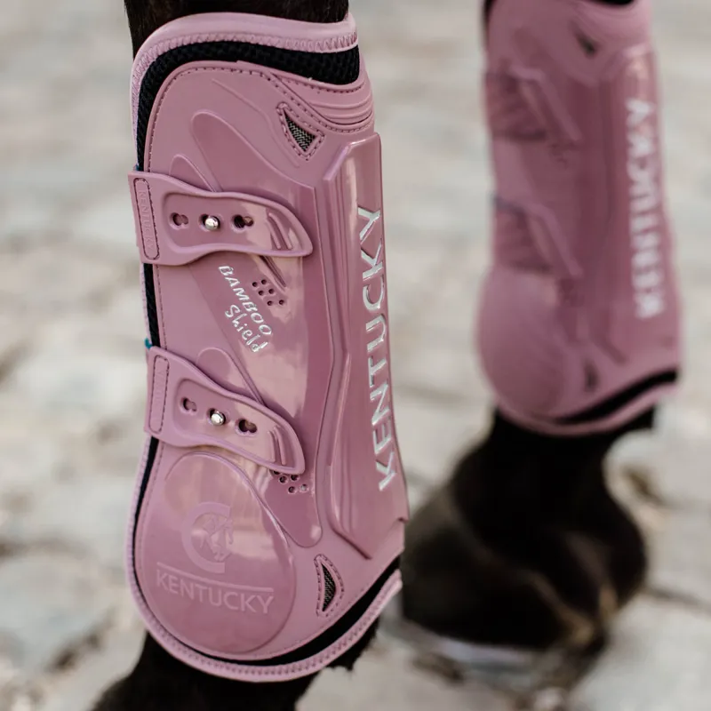 Kentucky Bamboo Shield Tendon Boots with Elastic Straps - Old Rose-4