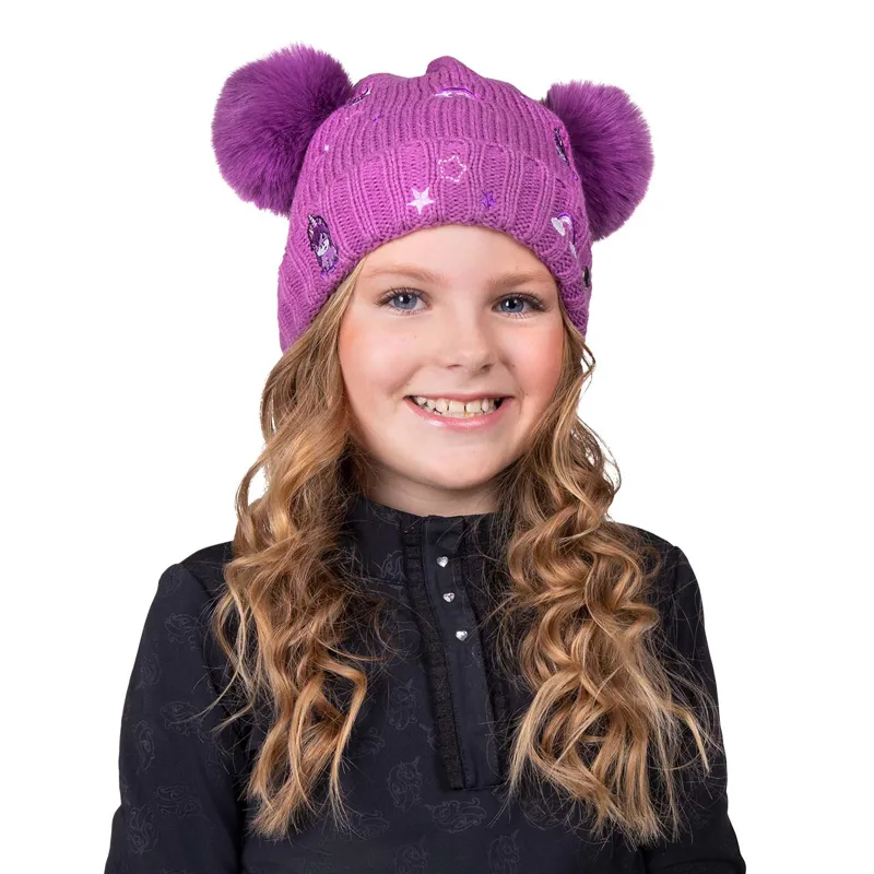 QHP Sterrin Junior Beanie Hat - Popping-3