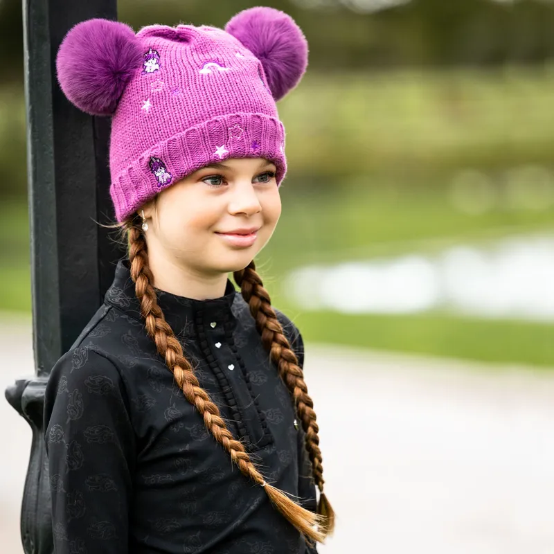 QHP Sterrin Junior Beanie Hat - Popping-1