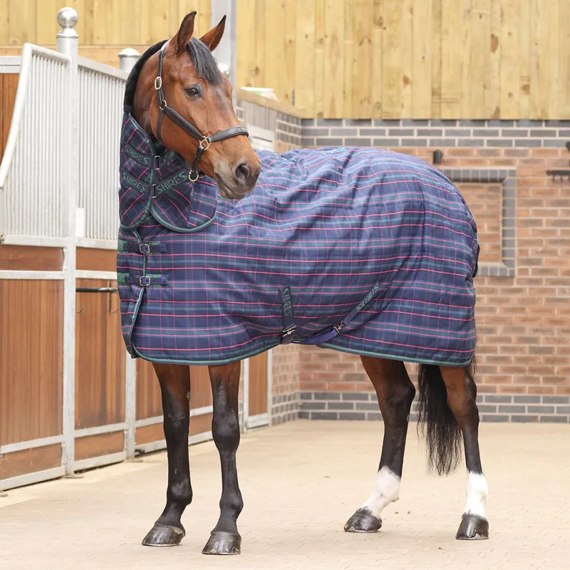Shires Tempest Plus 100g Combo Neck Stable Rug - Navy Tartan