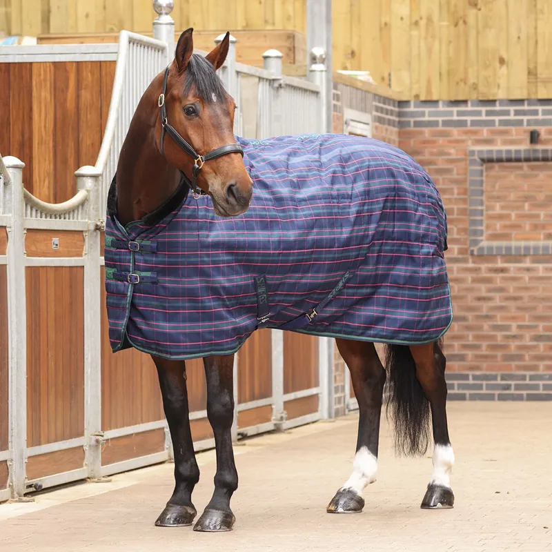 Shires Tempest Plus 100g Standard Neck Stable Rug - Navy Tartan