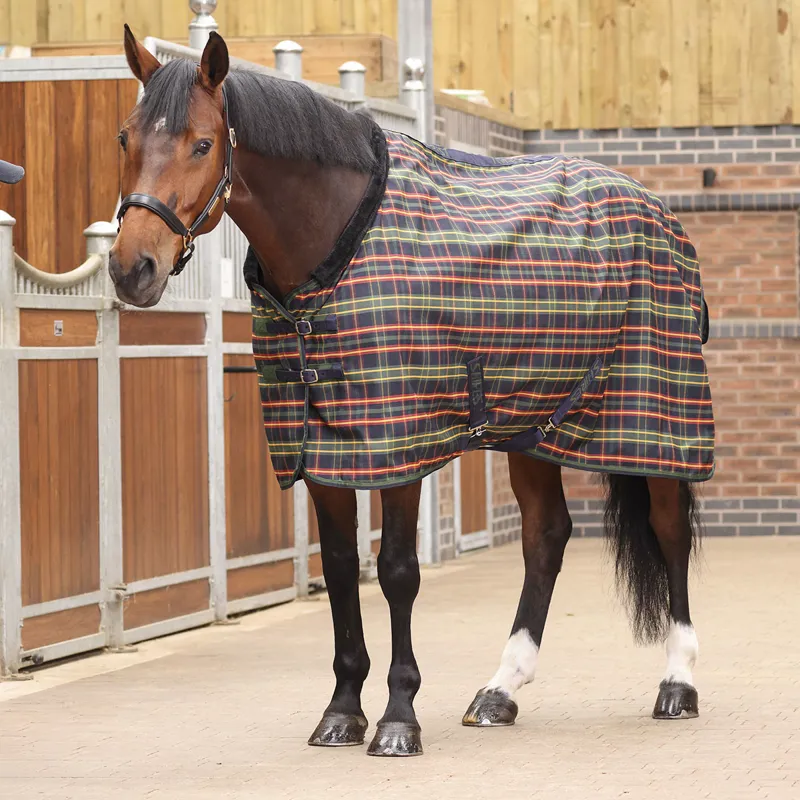 Shires Tempest Plus 0g Standard Neck Stable Rug - Green Tartan-3