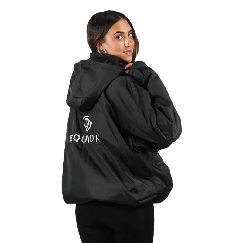 EQUIDRY Shortie Thin Fleece Lined Adults Waterproof Jacket - Black-7