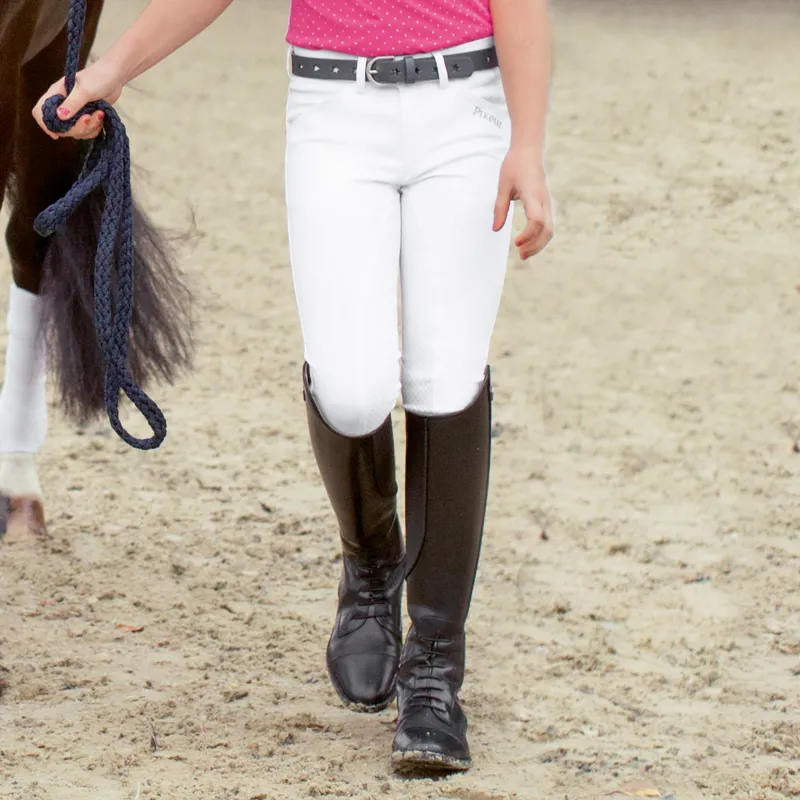Pikeur Braddy Full Seat Grip Girls Competition Breeches - White-2
