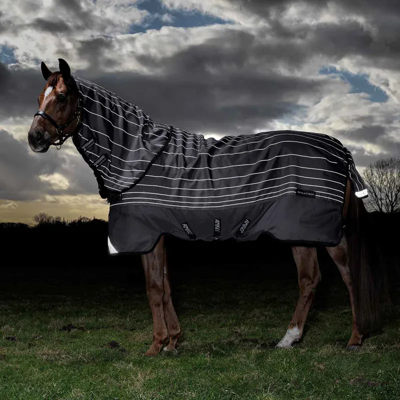 Amigo Bravo 12 Reflectech Plus 100g Turnout Rug - Grey/Reflective-2