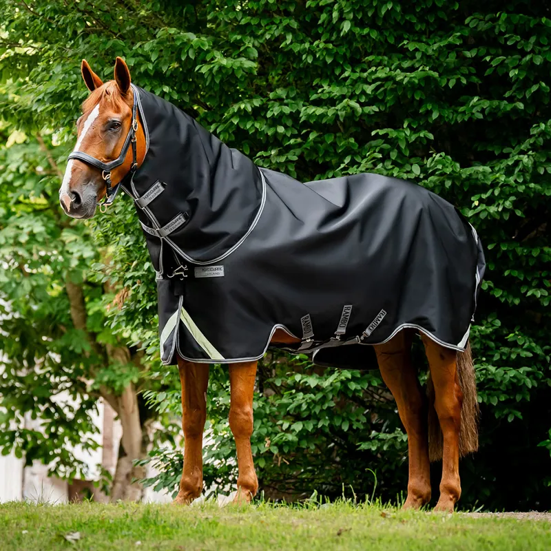 Rambo 1680D Plus 50g Detatchable Neck Turnout Rug - Black/Thunderstorm-1