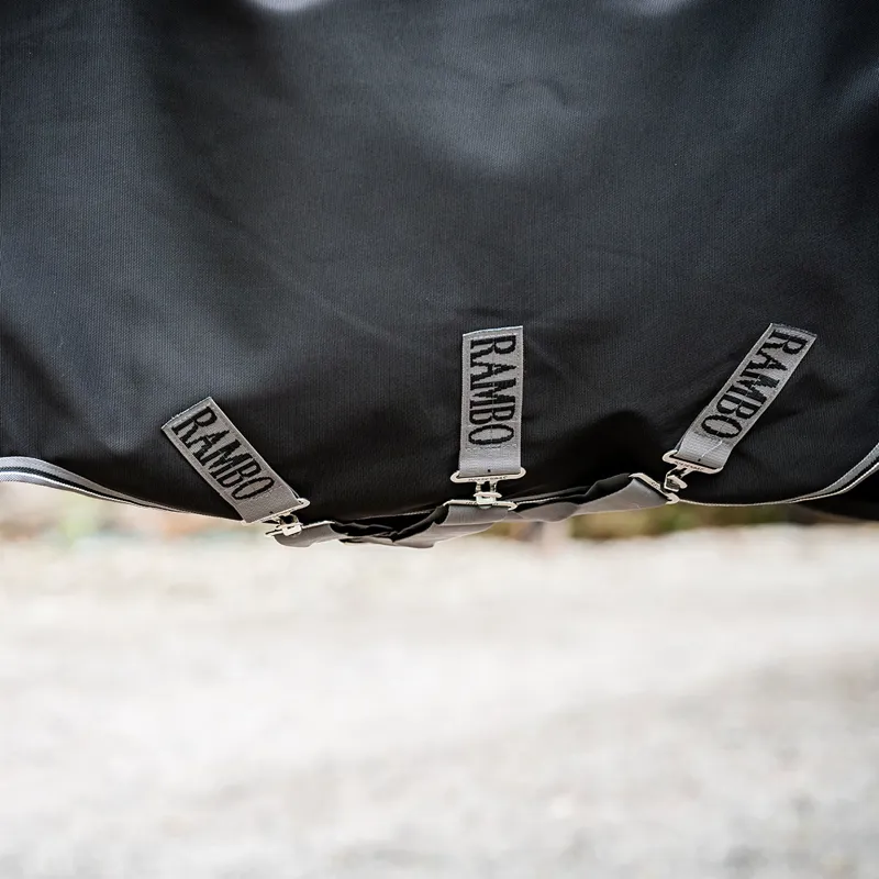Rambo 1680D Plus 50g Detatchable Neck Turnout Rug - Black/Thunderstorm-5