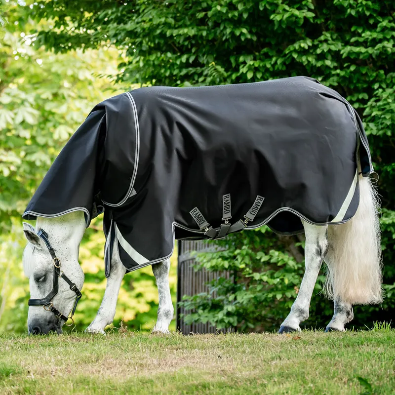 Rambo 1680D Plus 50g Detatchable Neck Turnout Rug - Black/Thunderstorm-2