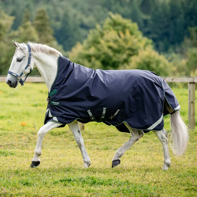 Rambo Wug 0g High Neck Turnout Rug - Navy/Hunter Green-2