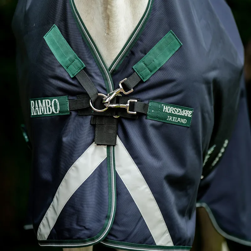 Rambo Wug 0g High Neck Turnout Rug - Navy/Hunter Green-7
